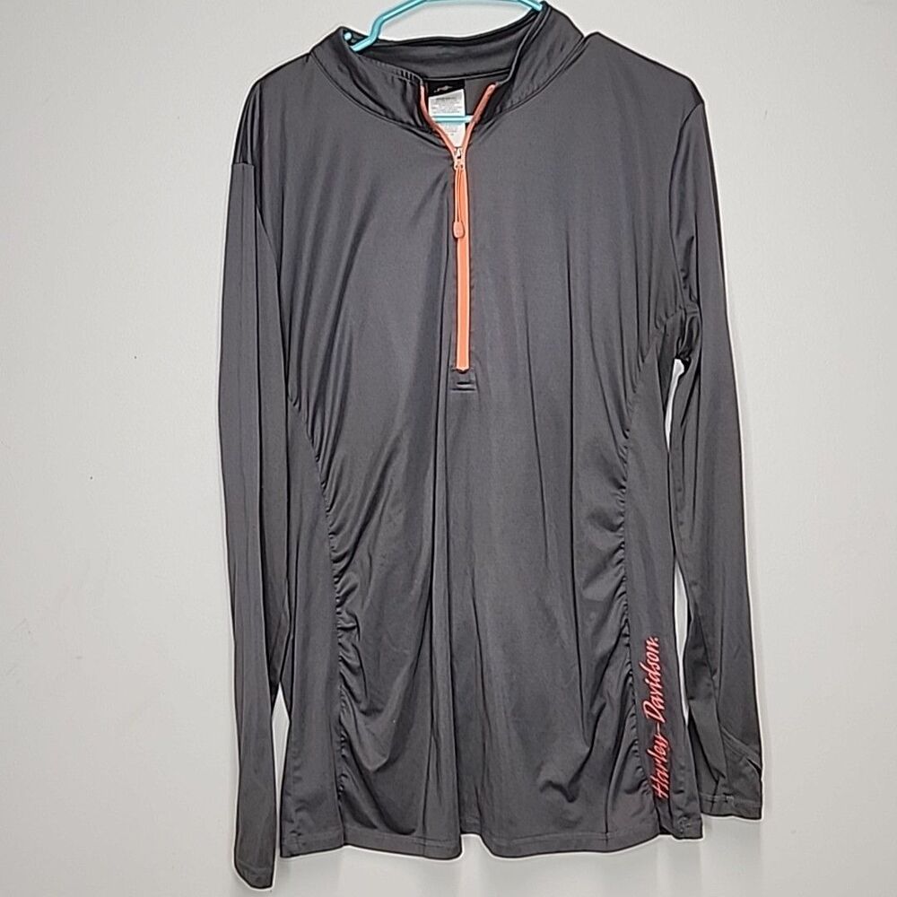 Harley Davidson motorcycle qtr zip light weight long sleeve sweater Women's 1X